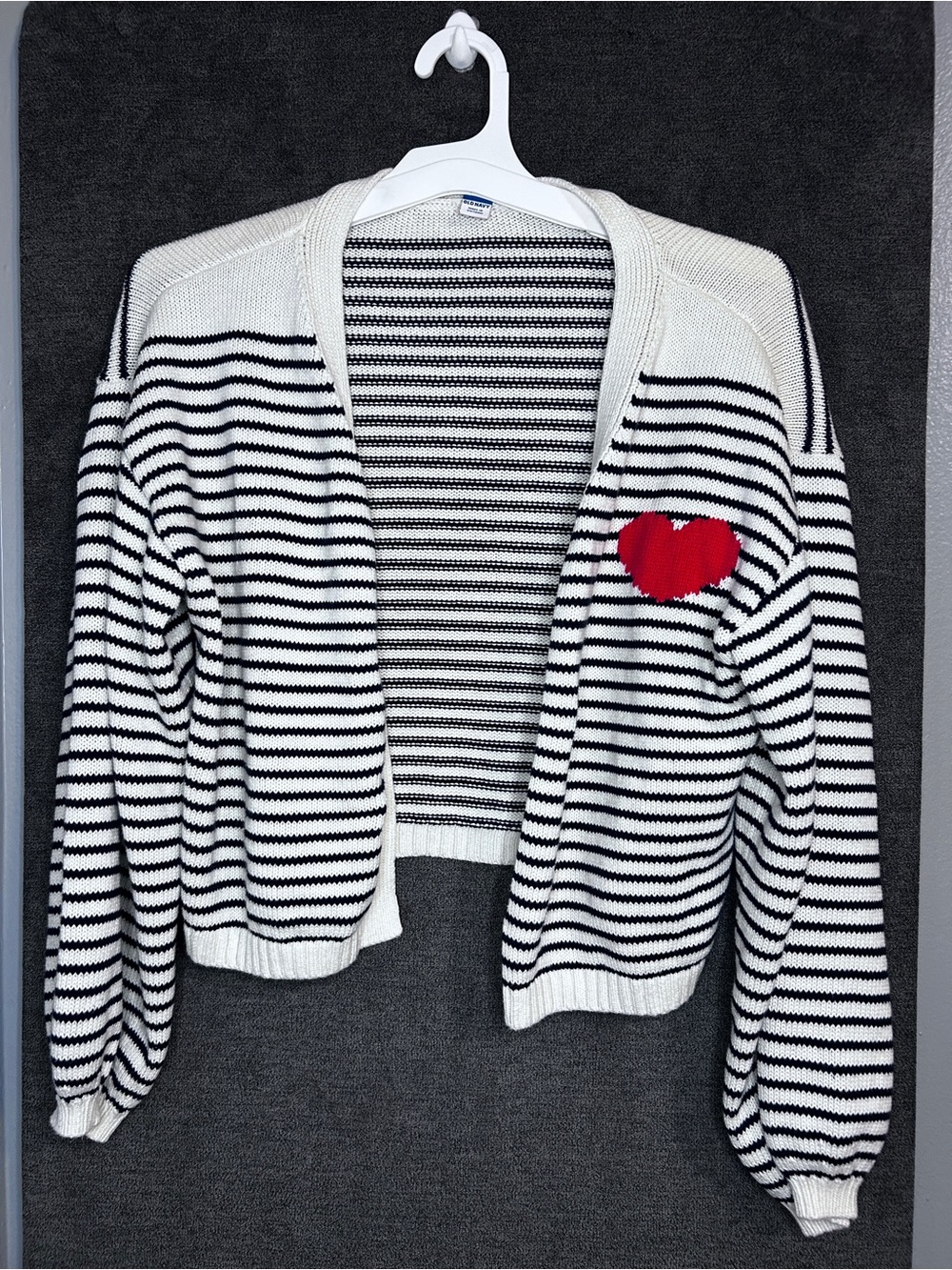 Old Navy Striped Heart Knit Cardigan (100% Cotton) Size XL